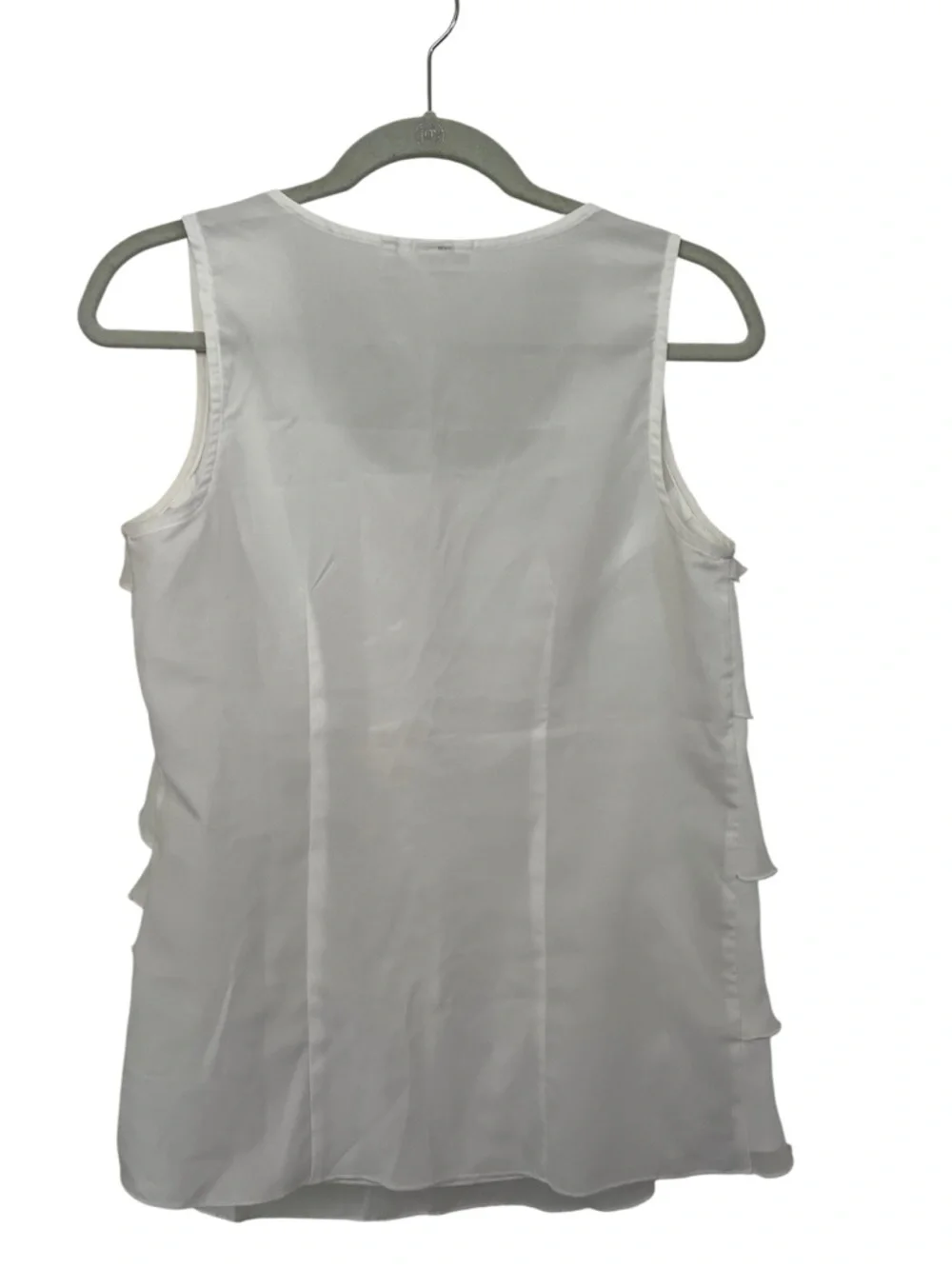 Cato White Women’s Sleeveless Ruffle Tiered  Scoop Neck Blouse Size Small - Picture 2 of 6